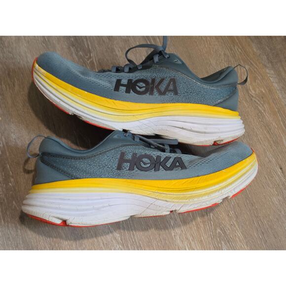 HOKA Bondi 8 Men’s Size 12 – Gray/Yellow – Great Condition main image 5
